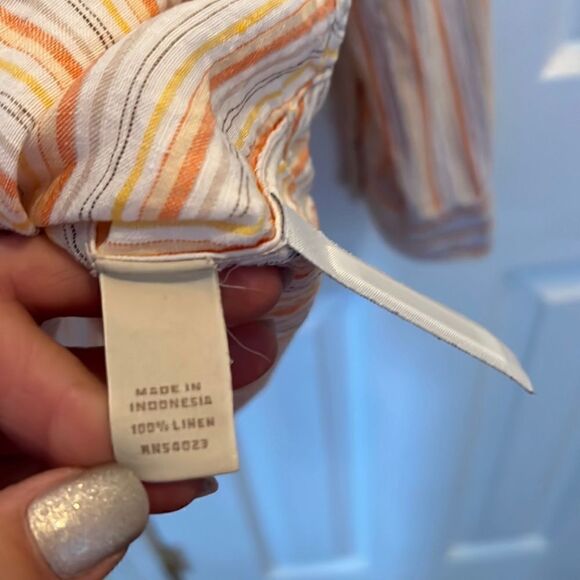 Banana Republic Men’s XL 100% Linen sherbet striped shirt - Picture 14 of 14